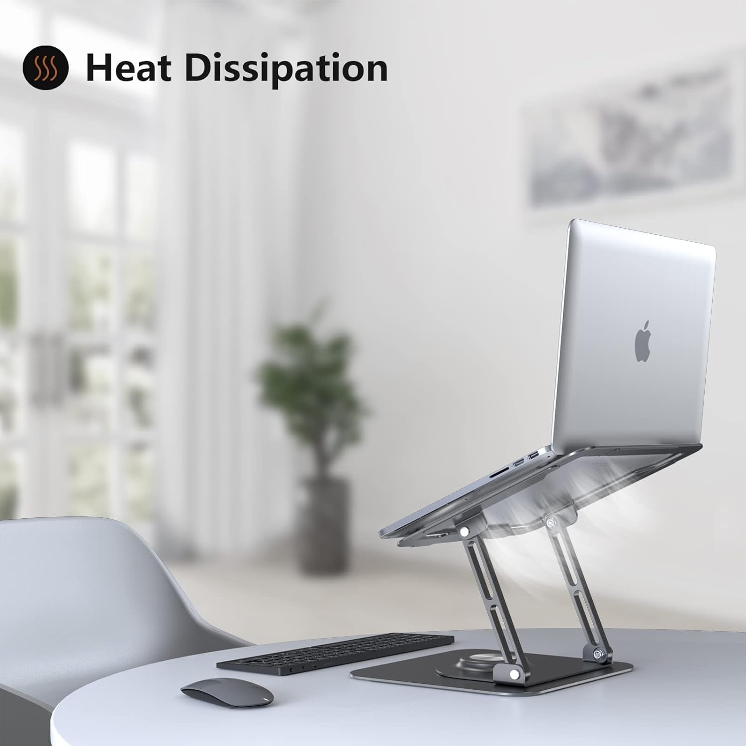 Laptop Stand for Desk, Adjustable Computer Stand with 360° Rotating Base, Ergonomic Laptop Riser for Collaborative Work, Foldable & Portable Laptop Stand, Fits for All 10-16" Laptops