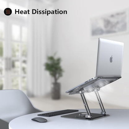 Laptop Stand for Desk, Adjustable Computer Stand with 360° Rotating Base, Ergonomic Laptop Riser for Collaborative Work, Foldable & Portable Laptop Stand, Fits for All 10-16" Laptops