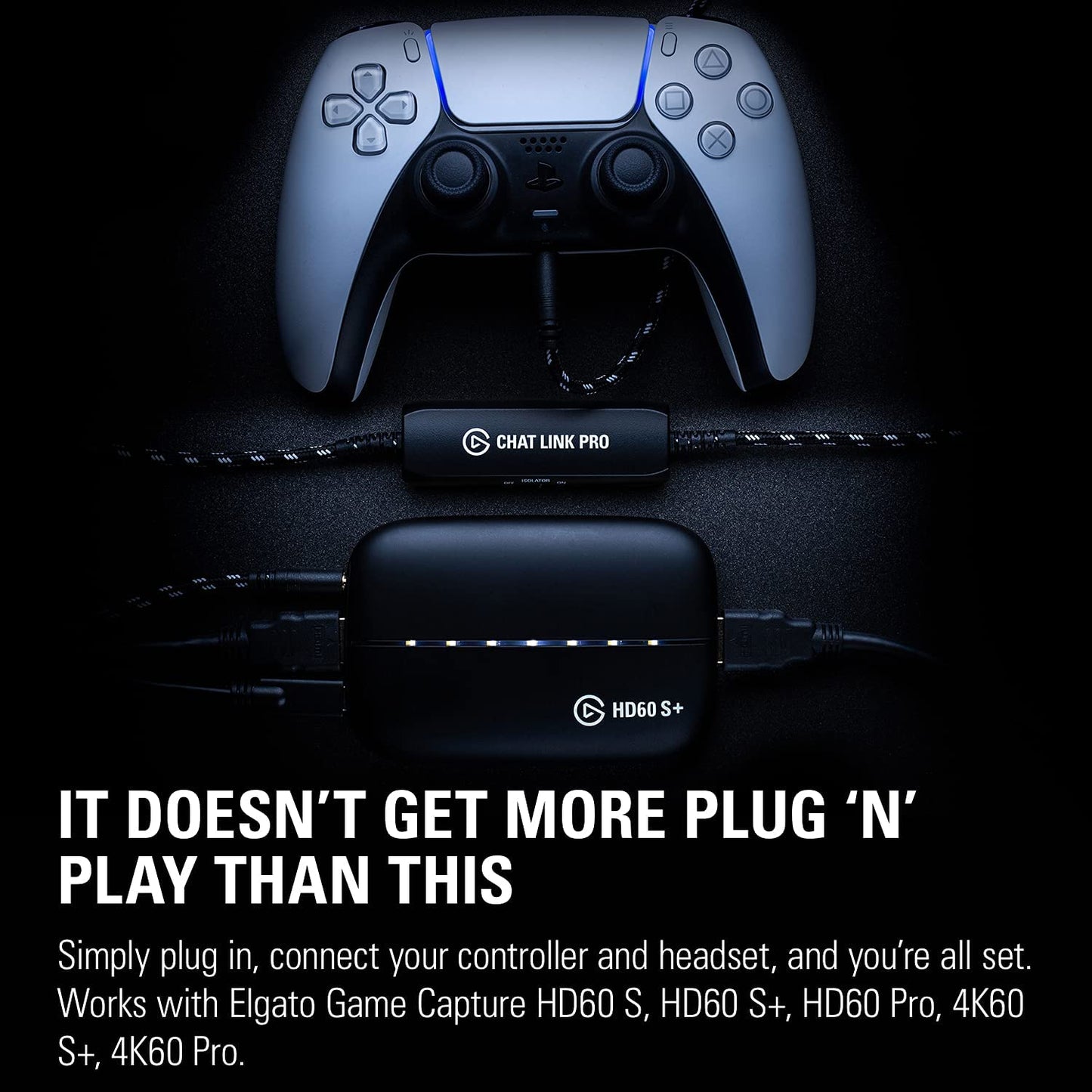 HD60 X External Capture Card & Chat Link Pro – Audio Adapter, for PS5, PS4, Nintendo Switch, Capture Voice Chat, Gameplay Sound, Extra Long Cable