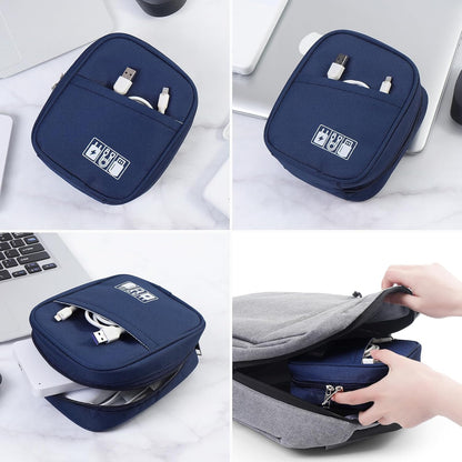 Storage Pouch for Small Electronics and Accessories,Tech Bag,Electronic Organizer Case Compatible with Macbook Laptop Charger,Mouse,Cables,Hub,Power Bank,Earphone,Toiletries Cosmetics (Grey)