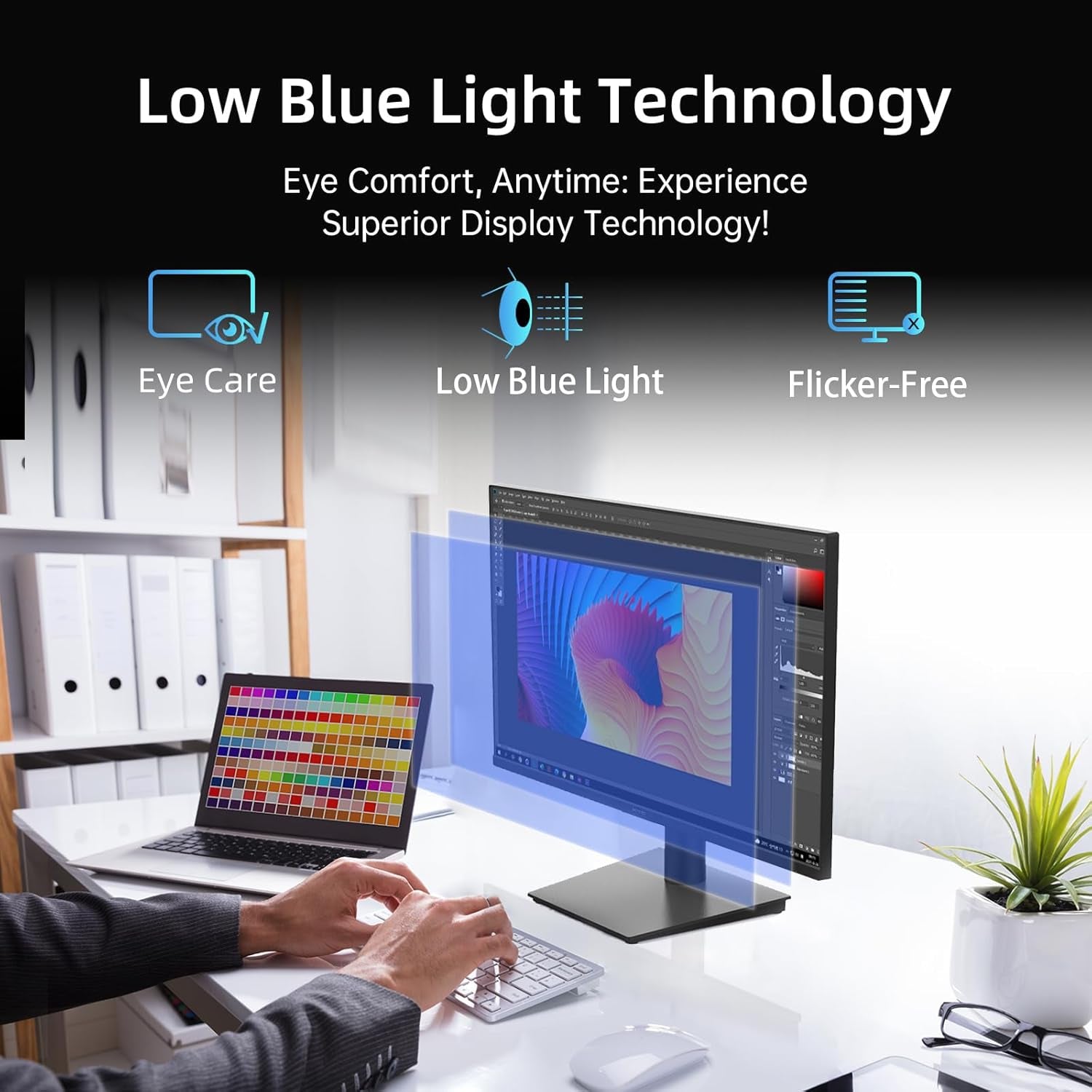 24 Inch Monitor - 1080P Monitor, 100Hz Freesync Gaming Monitor with HDR10,VESA Mountable, Adjustable Tilt, Zeroframe Design, Hdmi,Vga,Earphone Ports, PC Monitor Work Monitor for Office, H24V13
