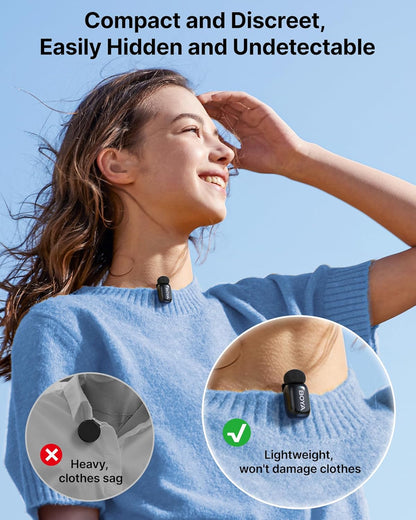 Mini Wireless Lavalier Microphone for Android/Tablets/Pc with USB C Plug,Noise Reduction,30H Battery Life with Charging Case,Ai Voice Changer,Lapel Microphone Wireless for Video Recording Podcast