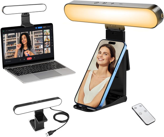 Selfie Light for Phone, LED Streaming Lighting with Remote and Touch Control, Fill Selfie Ring Light for Laptop, Computer Phone Ring Light for Video Recording/Conference/Live Streaming/Make Up