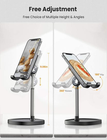 Cell Phone Stand Adjustable for Iphone Phone Holder for Desk, Office Desk Accessories PC Gaming Gifts for Her Kitchen Gadgets Clearance Essentials Fit Otterbox Case Switch Ipad Air Tablet 4-10In