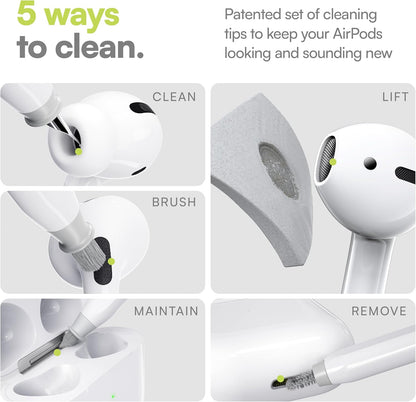 Air Care 2.0 Airpods Cleaning Kit - Patented Multi-Tool Cleaner with Interchangeable Brush Tips for Airpods, Iphone and Apple Devices with Sticky Squares Putty, Hard Case and Travel Pouch