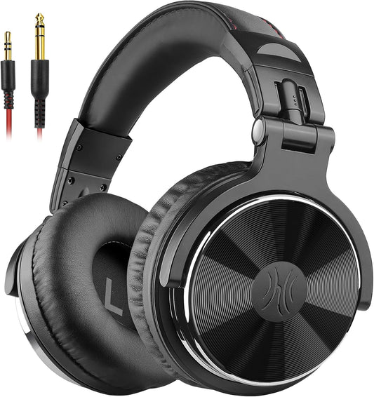 Wired over Ear Headphones Hi-Res Studio Monitor & Mixing DJ Stereo Headsets with 50Mm Drivers and 1/4 to 3.5Mm Jack for AMP Computer Recording Podcast Keyboard Guitar Laptop - Black