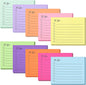 10 Pack Lined Sticky Notes, 3"X4", 500 Sheets, to Do List Notepad, Sticky Notes with Lines, to Do List Planner, Square Sticky Notes for Office, Meeting, School, Home