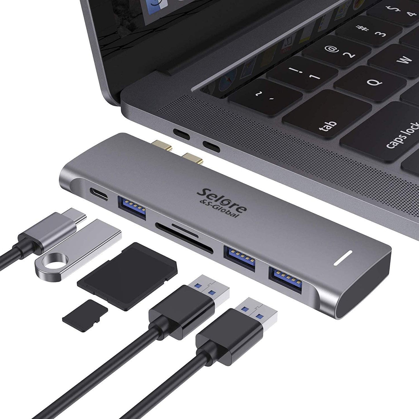 USB C Adapter for Macbook Pro/Air M1 M2 M3 2021 2020 2019 13" 15" 16", 6 in 1 USB-C Hub Macbook Pro Accessories with 3 USB 3.0 Ports,Usb C to SD/TF Card Reader and 100W Thunderbolt 3 PD Port
