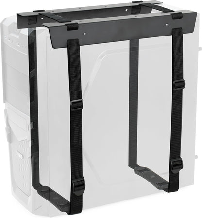 Under-Desk and Wall Mount PC Adjustable Strap and Steel Bracket Holder, Computer Case Carrier, Black, MOUNT-PC02S