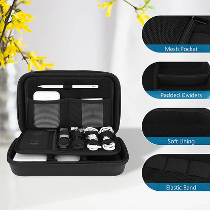 Hard Travel Electronic Organizer Case for Macbook Power Adapter Chargers Cables Power Bank Apple Magic Mouse Apple Pencil USB Flash Disk SD Card Small Portable Accessories Bag -L, Black