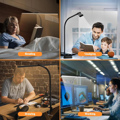 LED Desk Lamp, Office Architectural Desk Lamp, 31.5'' Large Size Office Lighting, 24W 5-Colour LED Computer Monitor Gooseneck Smart Lamp with Holder for Studying, Creating and Reading