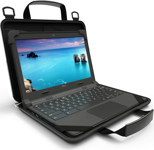 13-14 Inch Protective Always-On Chromebook Hard Case with Adjustable Shoulder Strap and Carrying Handles
