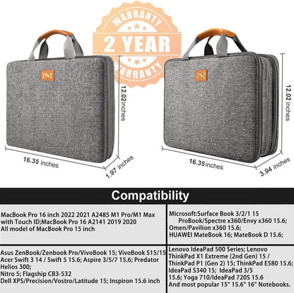 Slim Expandable Laptop Case 15.6 Inch Sleeve Upgraded Protective Durable Recycled Carrying Case Compatible with Macbook 15" & 16" and Most 15" 15.6" 16" Notebook,D01G01