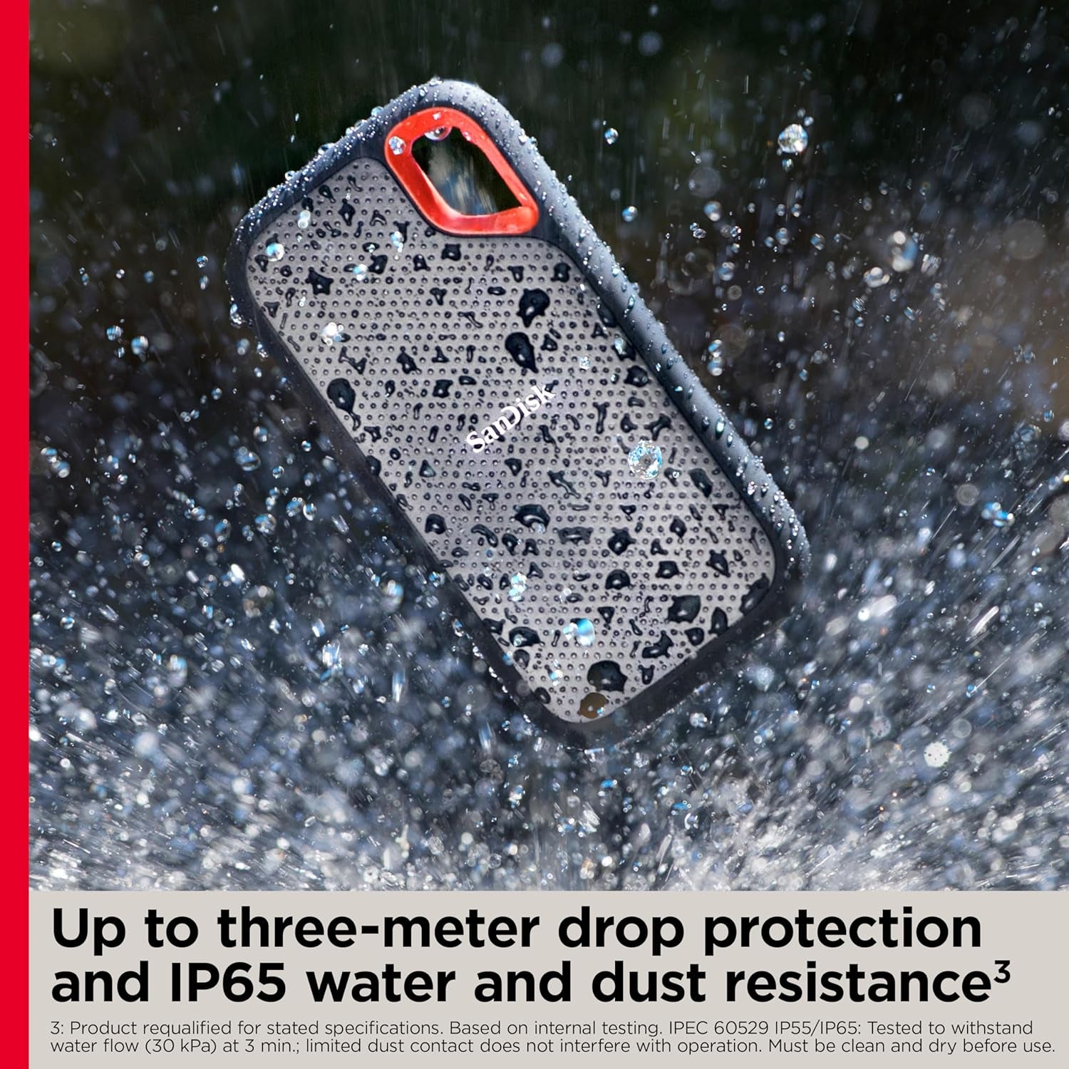 1TB Extreme Portable SSD - up to 1050Mb/S, USB-C, USB 3.2 Gen 2, IP65 Water and Dust Resistance, Updated Firmware - External Solid State Drive - SDSSDE61-1T00-G25