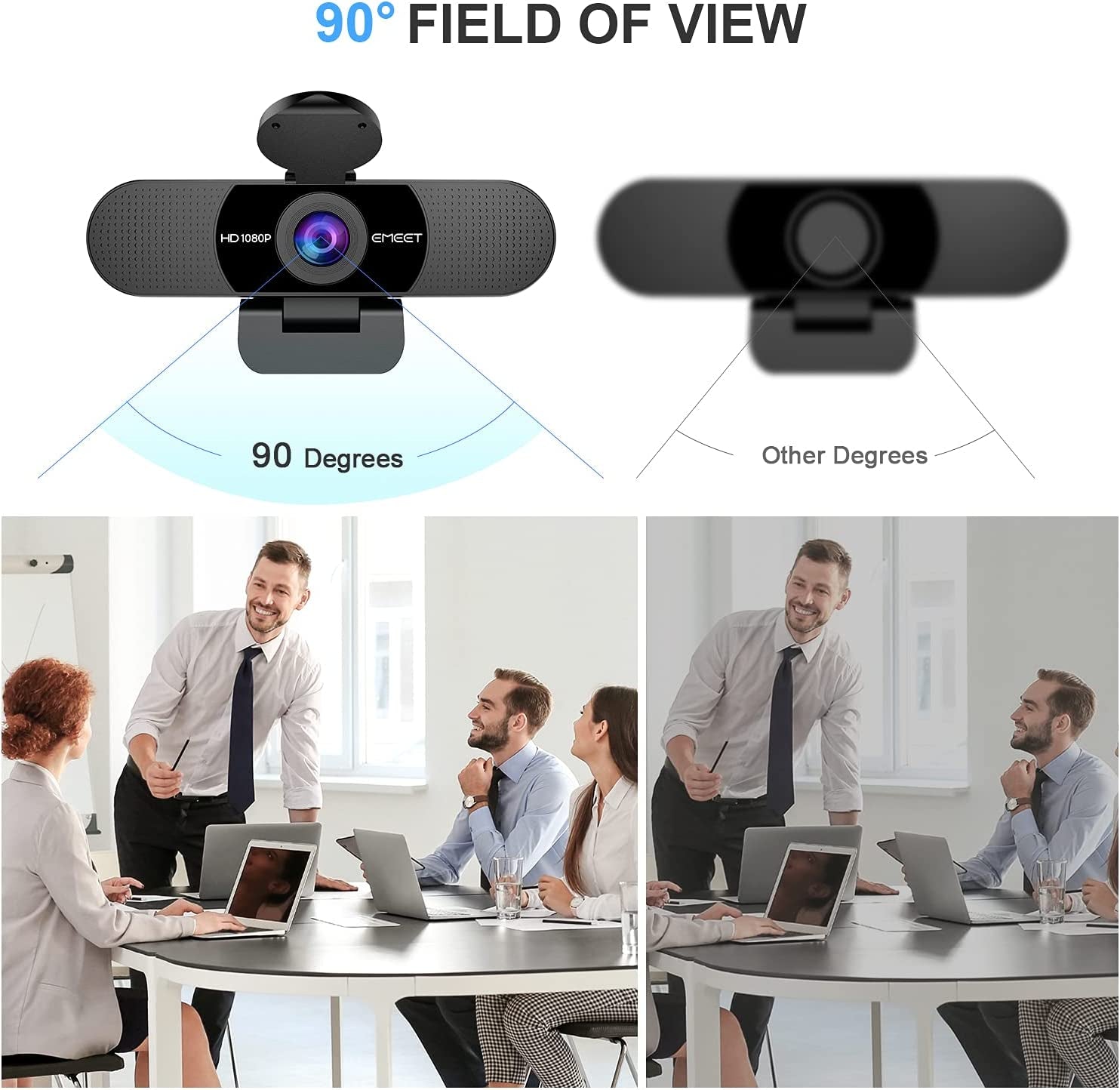 1080P Webcam with Microphone, C960 Web Camera, 2 Mics Streaming Webcam, 90°FOV Computer Camera, Plug and Play USB Web Cam for Online Calling/Conferencing, Zoom/Skype/Facetime/Youtube, Laptop/Pc