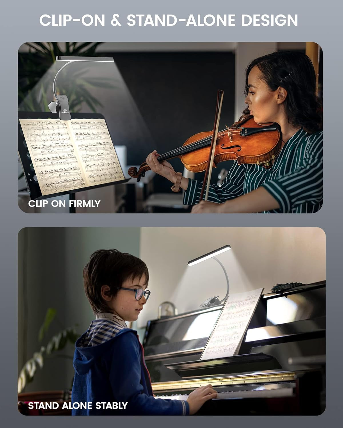 Music Stand Light: 57 LED Super Bright Piano Light with EVA Carrying Case, 3 Color & 5 Brightness, Rechargeable & 140-Hr Long Lasting, Perfect for the Piano, Sheet Music