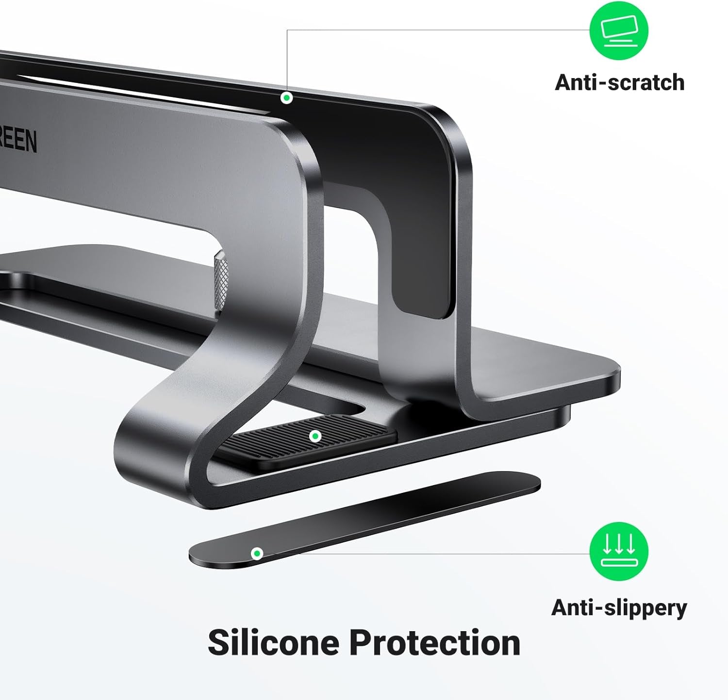 Vertical Laptop Stand Holder for Desk Compatible with Macbook Pro, Macbook Air Stand Vertical Aluminum Adjustable for up to 17.3 Inch Gaming Laptop, Gray
