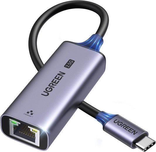 USB C to Ethernet Adapter 2.5G, Ethernet Adapter for Laptop, Aluminum, Type C (Thunderbolt 4/3 Compatible) to RJ45 Network Internet, Compatible for NAS, Macbook Air/Pro, XPS, Iphone 15 Pro/Max