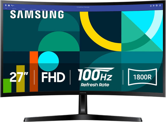 27" Essential S3 (S36GD) Series FHD 1800R Curved Computer Monitor, 100Hz, Game Mode, Advanced Eye Comfort, HDMI and D-Sub Ports, LS27D366GANXZA, 2024