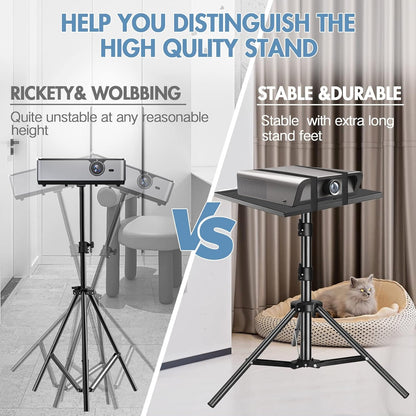 Projector Stand, 22 to 55 Inch Laptop Stand with Phone Holder, Tripod for DJ Equipment, Outdoor Movies, Office, Home, Stage or Studio (Black)