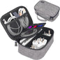 Electronics Cords Organizer Tech Accessories Storage Case Travel Small Carrying Bag for Charging Cables Adapter USB Plugs Power Cord Leads - Grey 1680D