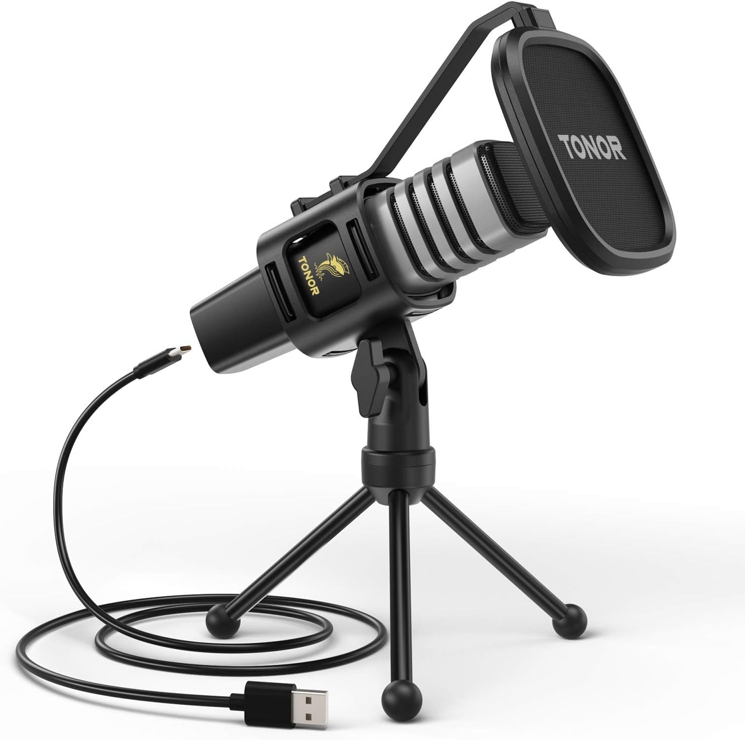 USB Microphone for PC, Cardioid Condenser Computer Mic with Tripod Stand, Pop Filter, Shock Mount for Gaming, Streaming, Podcasting, Youtube