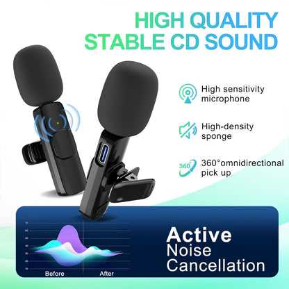 2 Pack Wireless Lavalier Microphone for Iphone, Professional Lapel Mics, Wireless Mic Plug-Play, Lapel Microphone for Video Recording Interview Vlog Youtube Tiktok(For Iphone 14 and Below)
