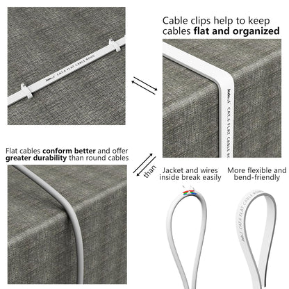 Cat 6 Ethernet Cable 50 Ft, Outdoor & Indoor 10Gbps Support Cat8 Cat7 Network, Flat RJ45 Internet LAN Computer Patch Cable for Router, Modem, Switch, Gaming Consoles, Streaming Devices, White