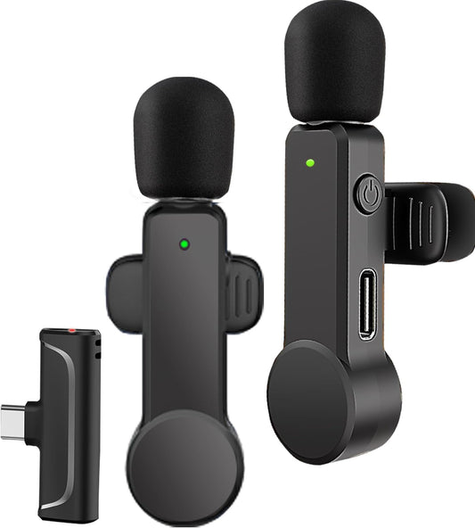 2 Pack Lavalier Microphone USB C Wireless Lav Mic for Android Phone Noise Canceling Mini Lapel Mic Type C for Iphone 15/16 (USB-C) Video Recording Vlog