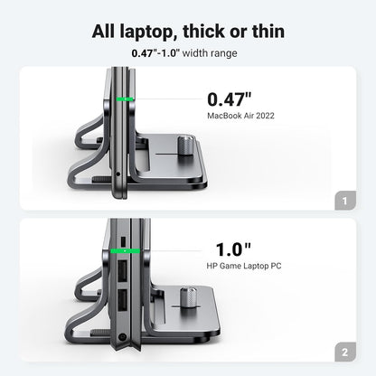 Vertical Laptop Stand Holder for Desk Compatible with Macbook Pro, Macbook Air Stand Vertical Aluminum Adjustable for up to 17.3 Inch Gaming Laptop, Gray