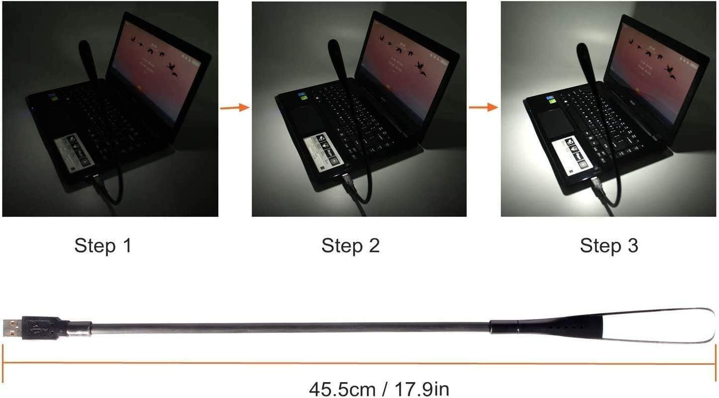 Dimmable USB Lamp, Flexible Keyboard Light, Mini USB Light for Laptop (14-Led-Bead, 3-Level Adjustable Brightness, On/Off Touch Switch, Black)
