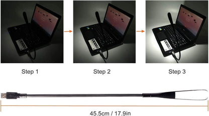 Dimmable USB Lamp, Flexible Keyboard Light, Mini USB Light for Laptop (14-Led-Bead, 3-Level Adjustable Brightness, On/Off Touch Switch, Black)