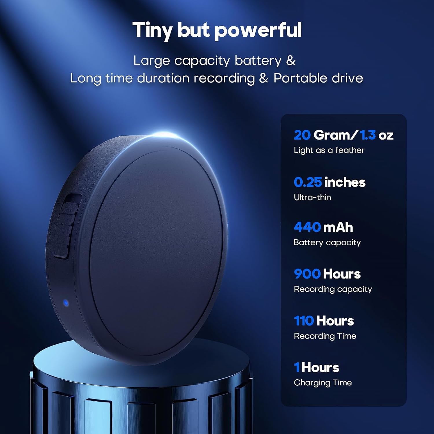 128G (1600 Hour) Magnetic Voice Activated Recorder -  Recording Device MP3 Records with 70 Hours Battery Time, USB-C Audio Recorder for Work, Lectures, Meetings, Interviews