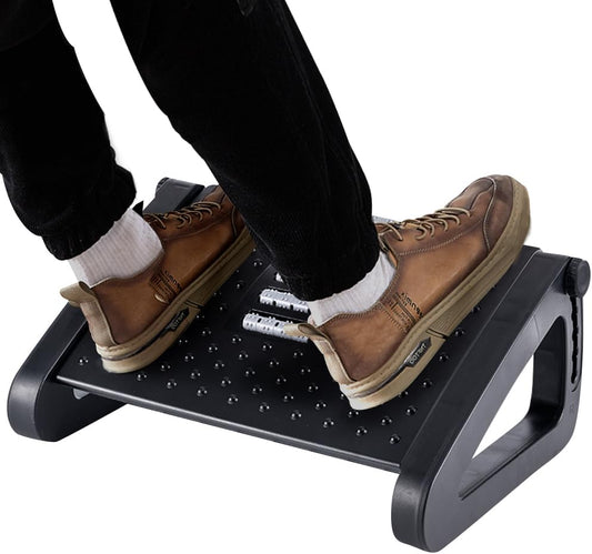 Foot Rest, Six Heights Adjustable Foot Rest for under Desk at Work, Ergonomic Foots Stool for under Office Desks, under Desk Footrest with Foot Massage Roller, Chair Footrest for Leg Rests