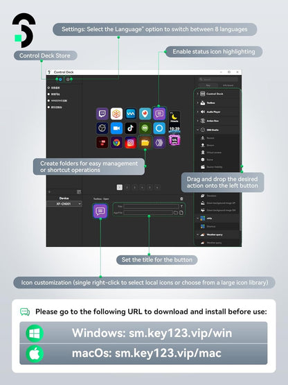 Stream Controller Stream Control Deck with 15 LCD Macro Keys Customizable for Content Creators Streaming Gaming to Trigger Actions in OBS, Youtube, Twitch and More, Compatible with PC & MAC