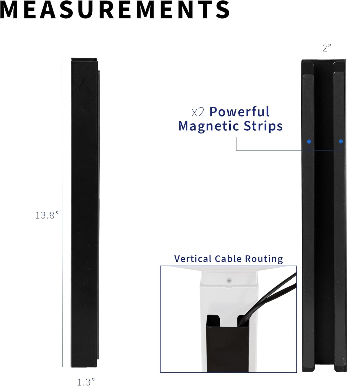Steel Magnetic 14 Inch Cable Management Channel for under Desk Leg, No Drill Cord Organizer for Home Office, Black, DESK-AC01-1MB