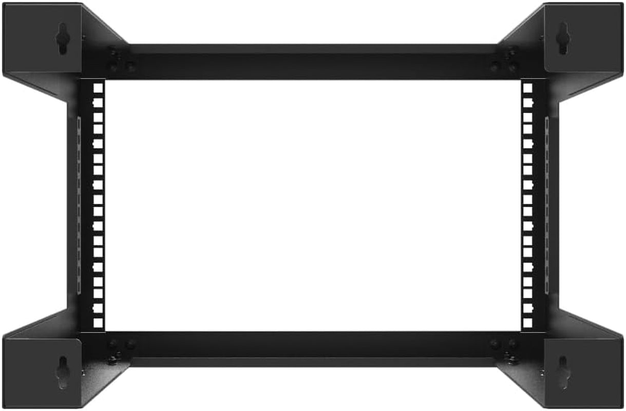 6U Wall Mount Open Frame Rack-19 Inch Server Equipment Rack- Adjustable Depth 13-18 Inches 2 Post Open Frame Cabinet- Black (6U13-18Ind)