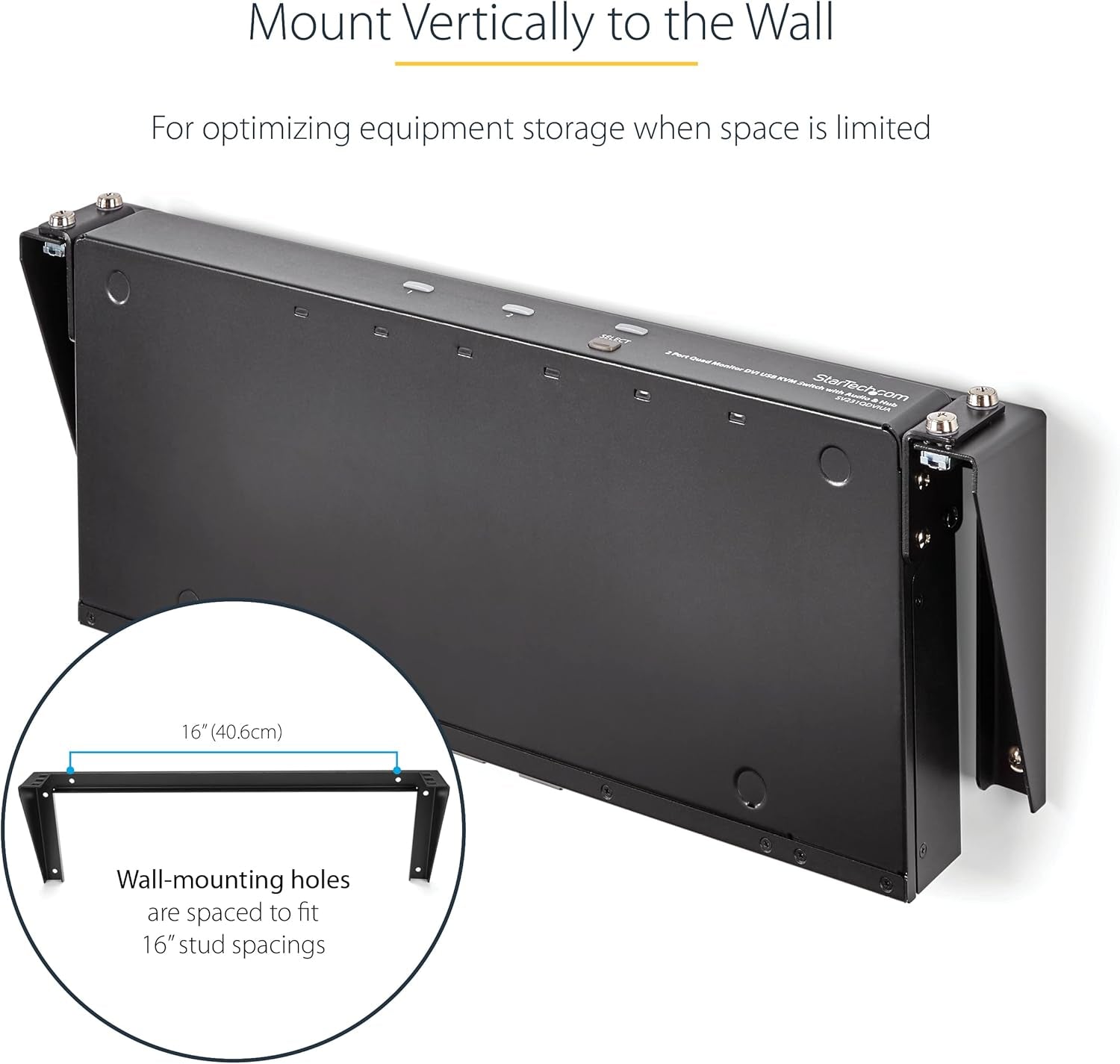 1U Wall Mount Patch Panel Bracket – 19 in – Steel - Vertical Mounting Bracket for Networking and Data Equipment, TAA (RK119WALLV)