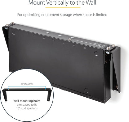 1U Wall Mount Patch Panel Bracket – 19 in – Steel - Vertical Mounting Bracket for Networking and Data Equipment, TAA (RK119WALLV)