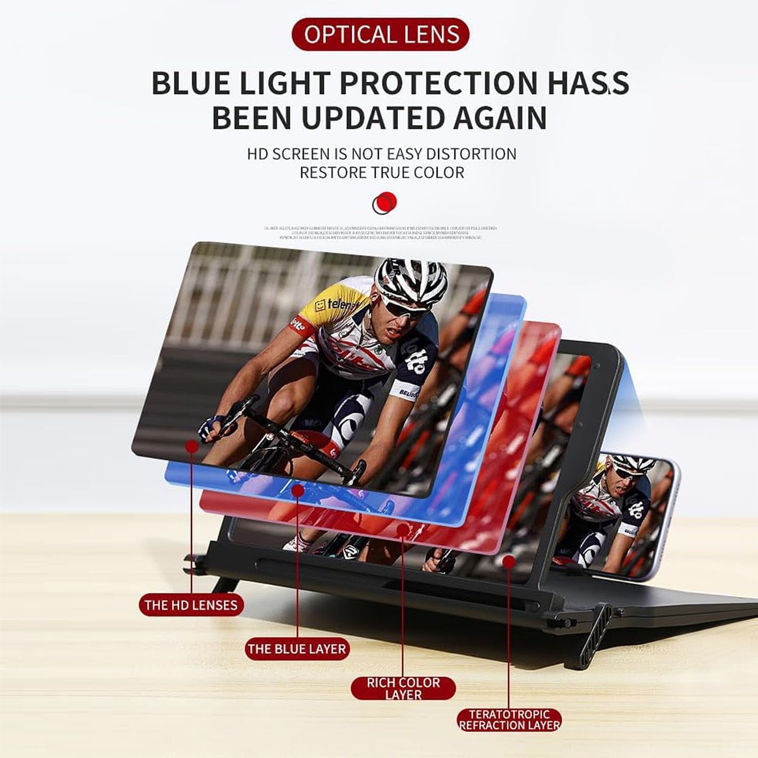 12" Foldable Smartphone Screen Magnifier for Cell Phone, Portable 3D Hd Mobile Phones Video Amplifier with Vertical and Horizontal Magnifying Display for Smartphones, for Watching Movie Videos