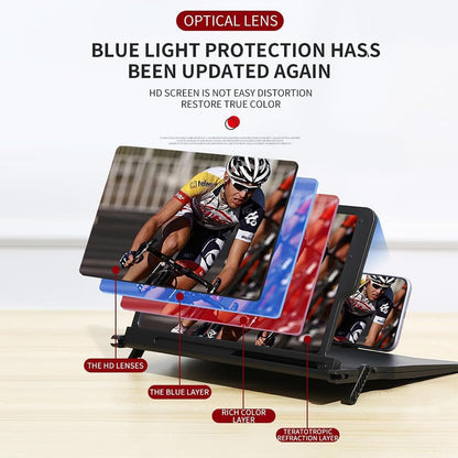 12" Foldable Smartphone Screen Magnifier for Cell Phone, Portable 3D Hd Mobile Phones Video Amplifier with Vertical and Horizontal Magnifying Display for Smartphones, for Watching Movie Videos