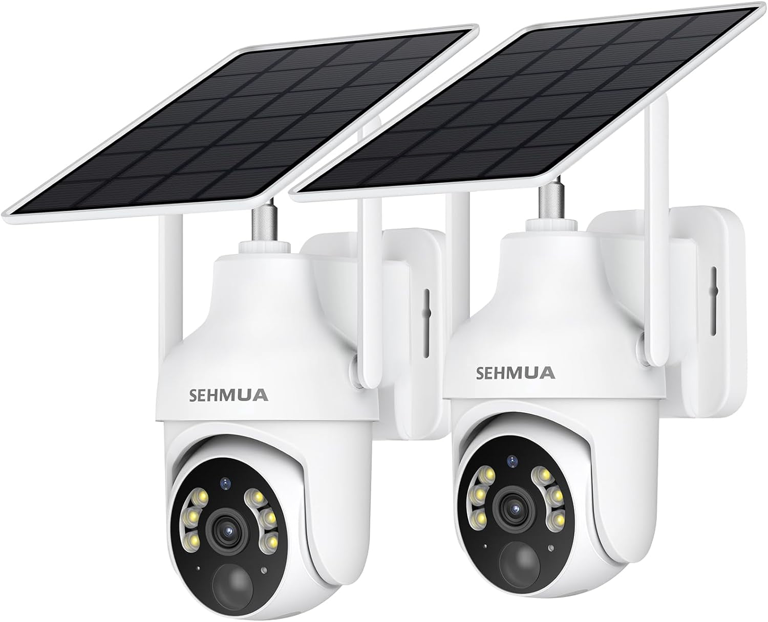 2K Solar Security Cameras Wireless Outdoor, 2 Pack 360° View Pan/Tilt Wifi Security Camera outside with Color Night Vision,Easy to Install, PIR Alarm, 2-Way Audio
