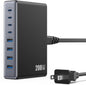 200W USB C Charger Block,Gan IV Charging Station 8 Ports,Qc4.0 Fast Charging Station Hub+Pd 65W USB C Laptop Charger Adapter Compatible with Macbook Air/Pro,Dell,Iphone 16/15,Ipad,Steam Deck-Black