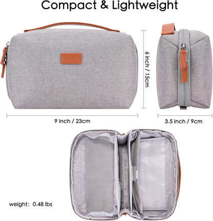 Electronics Organizer Travel Pouch - Perfect Accessory Bag for Electronics, Macbook Charger & Cords, Cables, Hard Drive (Light Grey-Brown)