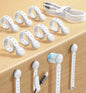 12PCS Magnetic Cable Ties - Reusable Silicone Cord Organizer with Buckle Holes, Elastic Cable Management Straps for Data Cables, Charging Cords, and More (White)