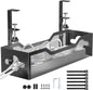 Under Desk Cable Management Tray No Drill, Metal Mesh Cable Management under Desk with Clamp Mount, 2 Hole Cable Tray with Wire Management and Cord Organizer for Home Office Standing Desk