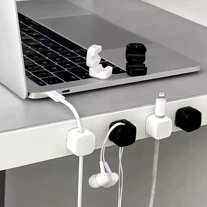 Cable Clips,Cord Organizer,Magnetic Cable Clips,Cord Holder for Charging Cords, Wire Management for Home Office Desk,Phone,Car,Wall,Desktop (Black+White, 6Pcs)