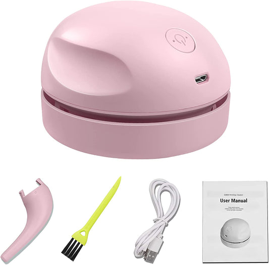 Portable Desktop Vacuum Cleaner, USB Charging, Pink, Best for Cleaning Dust, Crumbs, Piano, Computer, Car Etc.