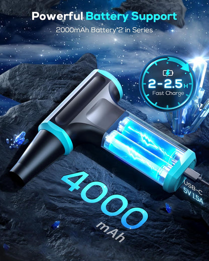 Compressed Air Duster-Stepless Adjustable 110,000RPM Electric Cleaner for Keyboard, PC Cleaning, Rechargeable Cordless Jet Dry Blower Replace Canned Air Compressed Air Cans - Blue