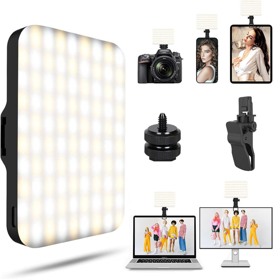 Selfie Light -  Usb-Rechargeable LED Phone Light - Portable Photo Light with 97+ CRI, up to 6500K Color Temperature for Selfie, Zoom Conference, Video, Makeup and Live Stream